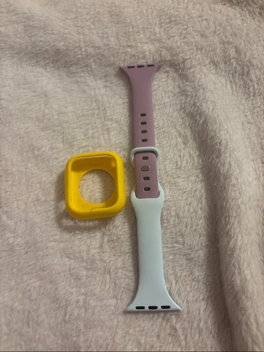 Two-Tone Silicone Watch Bands with Yellow Protective Case - Purple and Blue